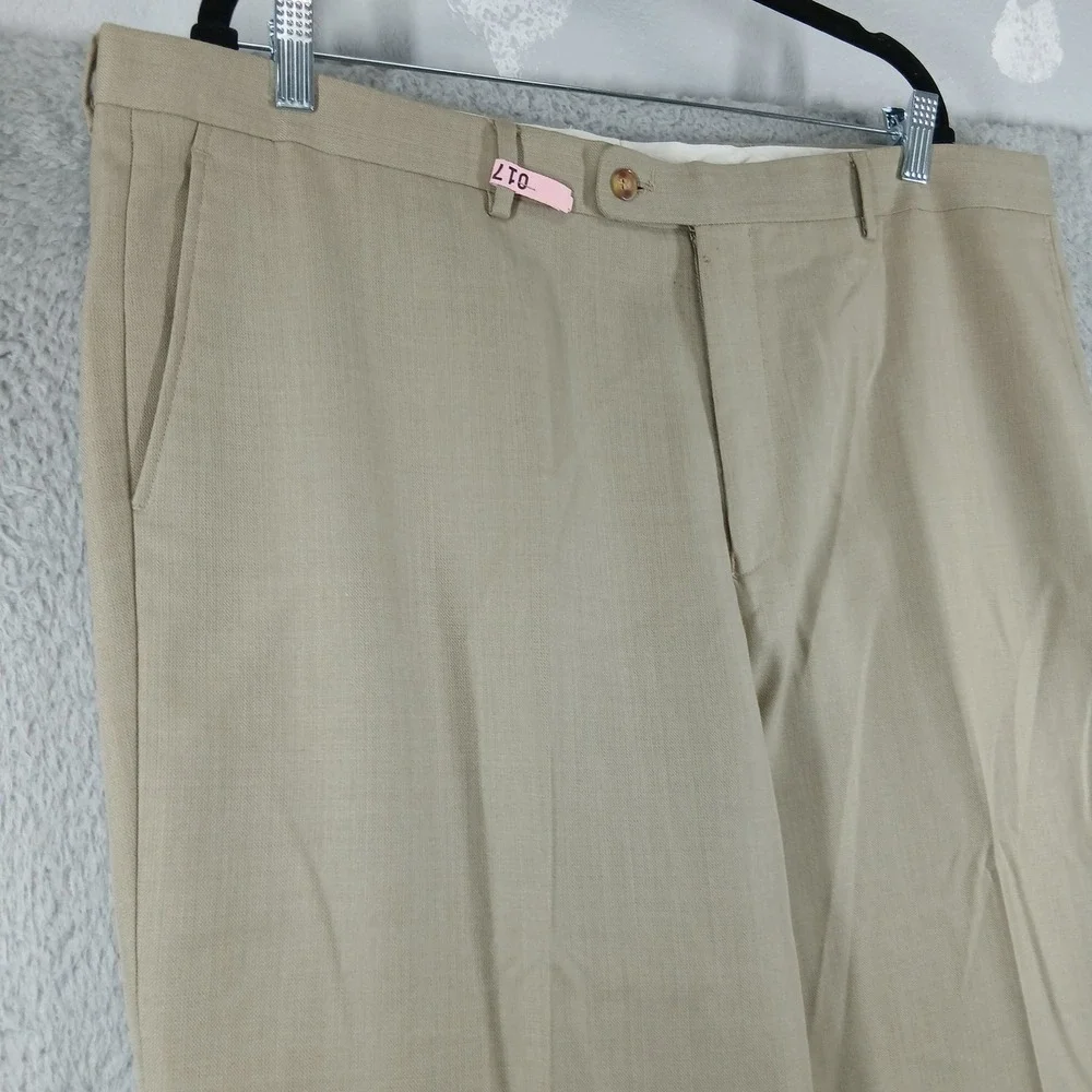 Bachrach‎ Pleated Wool Blend Dress Pants Cuffed Hem Tan Beig 42R